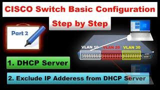 How to Configure DHCP on a Cisco Switch | Configure DHCP Server in Cisco Switch and Exclude IP range