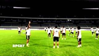 Cristiano Ronaldo showing his trick and greeting fans