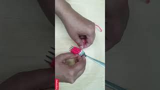 Amazing Woolen Craft Idea With Fork.Hand Embroidery Flower Design Idea