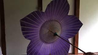 "Kikyou-wagasa" is a Japanese umbrella in the shape of a bellflower. Color changes with light.