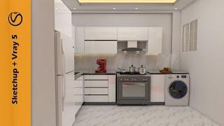 How to make a kitchen Sketchup + vray 5.2 _ part 2