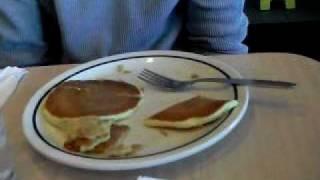 Eating lots of pancakes...then pukes