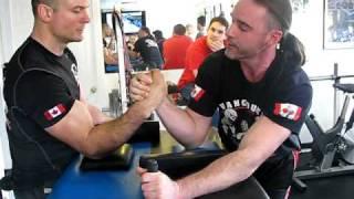 Arm Wrestling - Devon Larratt vs Patrick 'The Butcher' Callan (practice) - VancouverArmWrestling.com