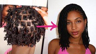 Mini Twists Transformation On SHORT Natural Hair | Adding Extra Length With Human Hair