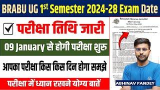 BRABU UG 1st Semester 2024-28 final Exam Date |Brabu first semester final exam date session 2024-28