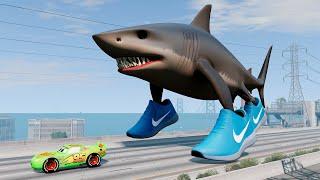 Epic escape from Lightning McQueen Spider Eater, Tralalero Tralala,  Mack Robot Eater |BeamNG.Drive