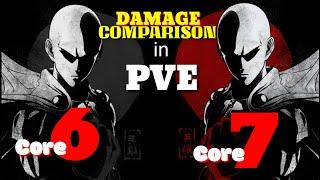 Saitama Core 6 and Core 7 Damage Comparison in PVE - Ragnarok Mobile