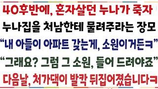 (반전신청사연)40대후반에 혼자살던 누나가 세상떠나다 누나집을 처남한테 물려주자는 장모 "내 아들이 아파트 갖는게 소원이거든ㅋ" 소원 들어드릴게요[신청사연][사이다썰][사연라디오[