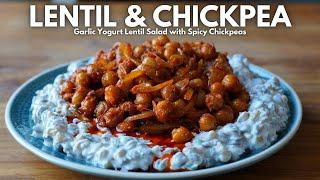 Spicy CHICKPEA & LENTILS  with Garlic Yogurt - Easy High Protein Vegetarian Meal