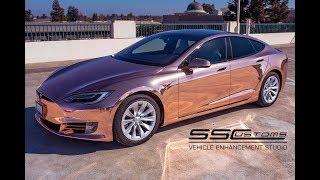 ROSE GOLD CHROME Tesla Model S | Vinyl Car Wrap Installation | [SS Customs]