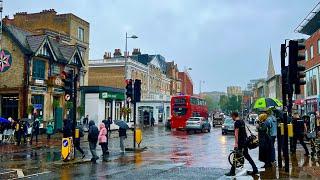 ️One hour walk in London with HEAVY rain [4K] | Ealing | Autumn 2024