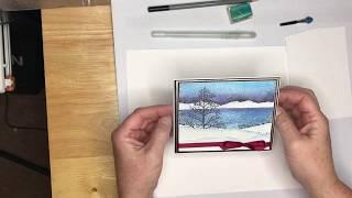 Blue Knight Rubber Stamps: Creating a Winter Snow Scene Card with PanPastels & the Lake Shore stamp