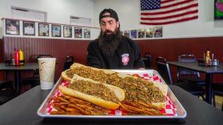 YOU HAVE TO EAT MORE THAN THE CURRENT CHAMP TO BEAT THIS CHEESESTEAK CHALLENGE! | BeardMeatsFood