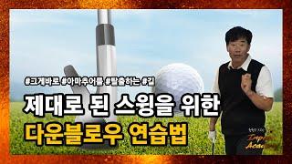 [골프초보특강] 스윙 자세 고치기! 제대로 된 다운블로우 샷 연습법