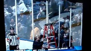 Heather and Jonas Front Row for Sharks @ Islanders...slow mo