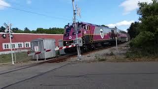 MBTA Commuter Rail train flying through Franklin