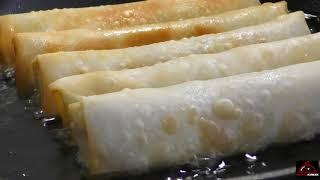 Easy Spring Rolls with Homemade Wrappers / Sheets  - اسپرینک رول مرغ