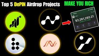 Top 5 DePIN Airdrop Projects 2025 || Earn Free Crypto Now ||