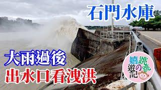 石門水庫/大雨過後看洩洪/氣勢滂沱/近距離觀看很震撼！