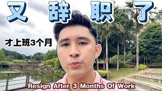 又辞职了！在马来西亚才上班3个月～是我眼界高吗？【Resign After 3 Months Joining A New Company In Malaysia】