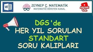 DGS DE HER YIL SORULAN STANDART SORU KALIPLARI