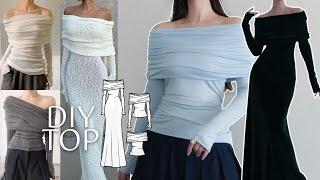 DIY Off-Shoulder Drape Top/Dress Easy Sewing Tutorial + Sewing Pattern