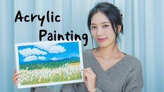 아크릴화 풍경화 여행 스케치 억새 풍경 / Acrylic Painting  Landscape Painting Travel Sketch