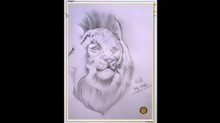 a lion penting by pencil 