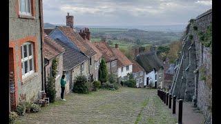 Gold Hill, Shaftesbury, England - above, on and below the famous hill