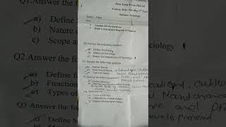 first term exam 2022-23       bsc nursing 2nd year subject sociology questions paper