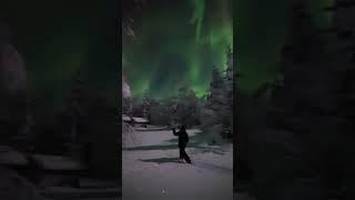 The most amazing northern lights with the full moon in Lapland, Finland