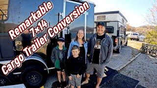 Family Of 4, Living, Working, Traveling In A 7×7×14 Well Designed Cargo Trailer Conversion.