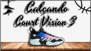 Calçando Adidas Court Vision 3