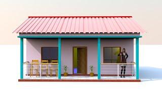 TATA tinset house design for assam village site | simple home plan with TINSET roufing