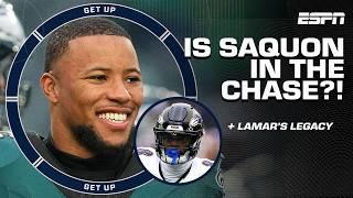 Saquon Barkley CHASING THE SINGLE-SEASON RUSHING RECORD  + Lamar's LEGACY on the line  | Get Up