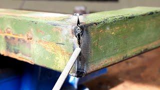 few people know, how to weld vertical corners on thin metal | Stick welding square tubing