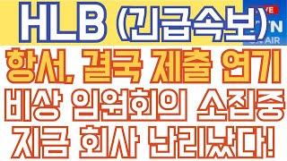 HLB 에이치엘비 매수 매도 주가전망 - 긴급속보) 항서, 결국 제출 연기! 비상 임원회의 소집중! 지금 회사 난리났다!