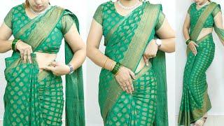 Quick and easy way to wear a banarasi saree | perfecty pleated saree wearing | sari draping tutorial