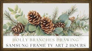 Vintage Christmas Holiday Painting | Gold Frame TV Art | Screensaver for 2 Hours | Artwork for TV