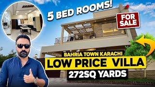 LOW-Price 272Sq Yards Villa | BAHRIA TOWN KARACHI | Precinct 08 | 5 BED-ROOMS | NEAR ENTRANCE