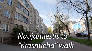 Vilnius, Naujamiestis to "Krasnucha". Walking in "Krasnucha". Солнечная прогулочка по Краснухе. 4K60