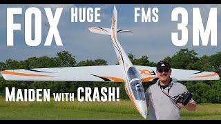 FMS - Fox with Reflex V2 - 3m - Maiden Flight + Crash!!!