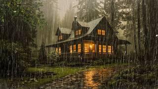 Heavy Rain Sounds in The Foggy Forest for Sleeping |  Thunderstorm for Insomnia, Relaxing, ASMR