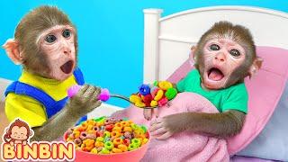 Monkey Binbin Takes Care of a Sick Little Monkey and then Play With Funny Animals | MONO BINBIN ESP