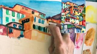 Cinque Terre Watercolor Sketch by Rebecca Z Artist