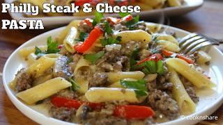 Comforting Poor Man's Philly Cheesesteak Pasta - Delicious!