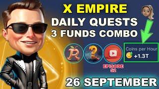 X Empire Quests Sept 26 X empire combo Riddle of the day Rebus of the day Youtube Episode 52 code