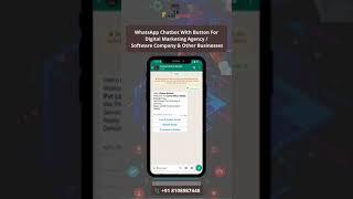 WhatsApp ChatBot With Button For Digital Marketing Agency / Software Company & Other Businesses.