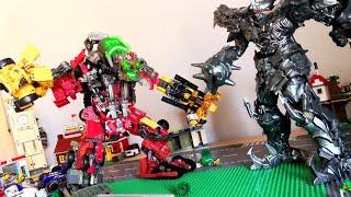 Optimus Prime, Bumblebee and Grimlock vs Devastator stop motion (Part 1)