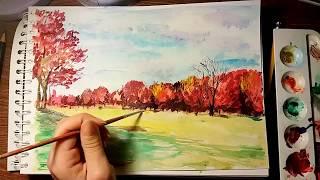 Hay bales WATERCOLOR Painting